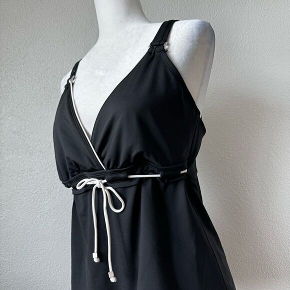 Jag Black Tankini White Trim Adjustable Straps Swim SZ 38D / 38DD - Picture 4 of 11